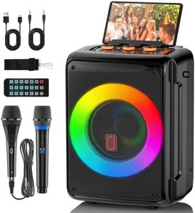 HWWR Karaoke Machine with 2 Microphones, Portable Bluetooth 5.3 Karaoke Speaker for Adults, Home Party Speaker with DJ Light for Outdoor, Events, Gathering, PA System Support TV Connectivity