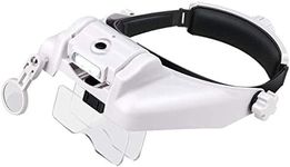 Headband Lighted Magnifying Glasses with Led Light, Lychee Head Mount Magnifier Glasses Visor Handsfree Headset Magnifier Loupe for Close Work,Sewing,Crafts,Reading,Repair,Jewelry
