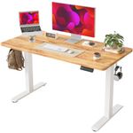 BEXEVUE Height Adjustable Electric Standing Desk - 100x60 cm Stand Up Table Desk Thick Splice Board, Smart Control Panel 3 Memory Heights, Anti-Collision System, Sit Stand Desk for Home Office