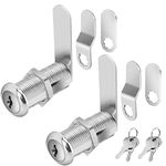 Cylinnda Cabinet Locks with Keys, 1-1/2" Long Cam Locks keyed Alike, Cabinet Cam Lock Set for Cabinets RV Storage Locks Tool Box Lock Thick Drawer, Zinc Alloy (2 Pack, 1-1/2 Inch)