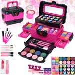 Mrabbitoo Kids Makeup Kit for Girl - Kids Toys Washable Real Girls Make Up Set Princess Little Girl Makeup, Children Pretend Play Makeup Set Toys for Girls Age 3-12 Christmas Birthday Gifts (Rose)