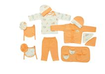 My Tiny Wear 14 Pieces Full Sleeves New Born Baby Gift Set, Infant Gift Set, Cotton Clothing Set for Boys and Girls (0-3 Months) (Orange)