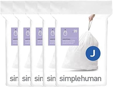 simplehuman Code J Custom Fit Drawstring Trash Bags in Dispenser Packs, 100 Count, 30-45 Liter / 8-12 Gallon, White