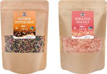 52USA Rainbow Peppercorns 12oz + Himalayan Pink Salt 32oz, Salt and Pepper for Grinders, Peppercorn Refil, Pink Himalayan Sea Salt, 2 Piece Set