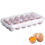 18 Grid Eggs Carrier Container, Plastic Egg Holder Trays, Storage Egg Box, Plastic Portable Stackable Transparent Refrigerator Egg Holder with Lid for Protect, Keep Egg Fresh