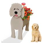 Golden Doodle Planter,Dog Planter Plant Pots, 2022 Animal Shaped Planter Pot, Premium Garden Succulent Plant Pots Cute Dog Design, Storage Container Dog Planters for Outdoor Plants