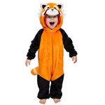 Spooktacular Creations Baby Unisex jumpsuit, Red Panda Toddler Hooded Jumpsuit Costume with a Tail, Zip-Up Hooded Sleepwear for Halloween Cosplay Costume,(3-4years)