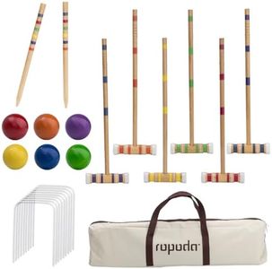 ropoda Six-Player Croquet Set with Wooden Mallets, Colored Balls, Sturdy Carrying Bag for Adults &Kids, Perfect for Lawn,Backyard,Park and More