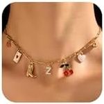 Gold Initial Charm Necklace for Wom