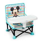 Bright Starts Disney Mickey Mouse Pop 'N Sit Portable Booster, Indoor/Outdoor Use, Floor Seat with Feeding Tray, Blue, 6 Mos - 3 Yrs