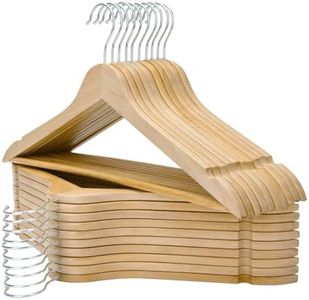 FairyHaus Wood Hangers 30 Pack, Smooth Finish Wooden Coat Suit Hangers with 360° Swivel Hook and Notches, Lightweight Natural Wood Clothes Hangers with Pants Bar