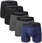BAMBOO COOL Men's Underwear Boxer Briefs 5 Pack Bamboo Viscose Soft Breathable Long Underwear Trunks, X-Large