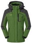 Rdruko Women's Ski Jacket Waterproof Insulated Fleece Snowboard Warm Winter Coat with Hood (Green, CA XL)