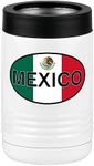 Mexico Beverage Holder, Euro Oval Country Flag Can Cooler, White Polar Camel, Stainless Steel, Vacuum Insulated, by Just So Posh