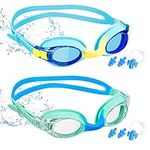 MENOLY 2 Pack Kids Swimming Goggles 3-12 years Waterproof Anti-Fog UV Protection Swim Goggles for Boys Girls Child