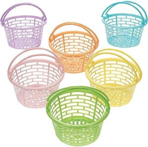 Fun Express Pastel Plastic Easter Baskets - Elevate Your Easter Party with These Colorful Round Baskets - 12 Bulk Baskets That Last for Every Occasion - Perfect for Easter & Beyond, Endless Creativity