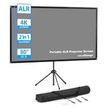 Portable Projector Screen with Stand, ALR Projector Screen 80 Inch, 16:9, Outdoor Projector Screen, High Contrast, Work In Ambient Light, Compact Size, Easy Setup, Idea for Home Cinema, Backyard Party