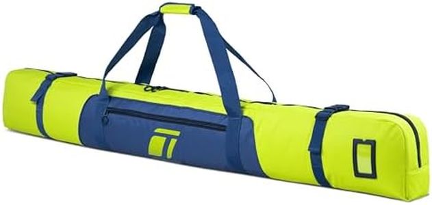 Tonesport Ski Bag for Air Travel - Padded Ski Bag - Waterproof and Fully Padded Snow Ski Bag for Flying - Up to 175 CM Skis - Neon Green