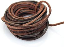 LolliBeads (TM) 3mm Flat Genuine Leather Strip Cord Braiding String Dark Brown Espresso (5 Yards)