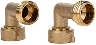 Camco 90-Degree Hose Elbow For RVs — Solid Brass Construction— Certified Lead-Free — Features Convenient Easy Grip Connector — For RV Water Hoses, Residential Outdoor Faucets, & More — 2-Pack (22507)