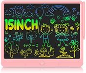 Wicue LCD Writing Tablet for Kids 15 inch Drawing Tablet, Colorful Erasable Doodle Board Drawing Pad, Electronic Educational Learning Toys Gifts for 3-12 Year Old Girls Boys(Pink)