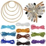 Nydotd 125Pcs Dream Catcher Making Kit, 15 Pcs Metal Rings Hoops Macrame Ring, 100pcs 6 Styled Feathers, 10 Pcs Faux Suede Cord String for Dream Catcher Crafts