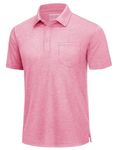 TACVASEN Pink Golf Shirt Men Pink T-Shirt Men Golf Shirts Short Sleeve Pink Quick Dry Polo Cooling Athletic Collar Tee Shirts Stretch Pink M