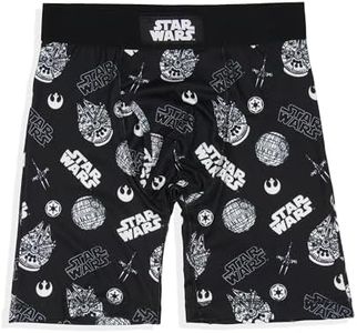 INTIMO Star Wars Mens' Death Star Millennium Falcon Tag-Free Boxers Underwear Boxer Briefs For Adults (Small) Black