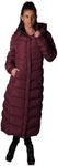 ELORA 47" Women's Winter Coat Heavyweight Full Length Fleece Lined Maxi Puffer Long Coat, Burgundy, X-Large