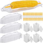 Aodaer 46 Pieces Corn Cob Holders and Dish Set with 4 Corn Butter Spreaders Plastic Corn Trays Corn on the Cob Skewer Transparent Service Tray Corn Dish BBQ Tool Cob Dinnerware for Sweet Butter Corn