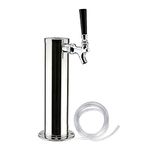 Single Tap Draft Beer Tower, Stainless Steel Beer Tower, Column Beer Dispenser Tower Beer Tower Kit with Hose, Wrench, Cover for Home Bar