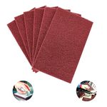 Red Scuff Pads - 6Pcs Scouring Pads 7447 - Very Fine Grade Hand Pads General Purpose Sanding Hand Pads 200 x 125mm/8" x 5"