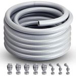 Liquid Tight Conduit 1/2inch 50FT,Flexible Non Metallic Liquid Tight Flex Electrical Conduit and Connector Kit with 5 Straight and 3 90-Degree Conduit Connector Fittings