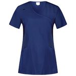 B-well Justina Spandex Scrub Tops & Uniforms for Women Medical Uniforms & Scrubs Spandex Beauty TunicShort Sleeve V-Neck Anti-Wrinkle, Blue, M