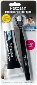 Petosan Kit de soins dentaires pour petits chiens - Brosse à dents et dentifrice pour chien (3-6 kg) - Enlèvement de la plaque et du tartre, haleine fraîche, recommandé par les vétérinaires, saveur