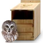 WildYard Owl House Real Wood - Easy to Hang - Prebuilt Owl Box for Outside - Houses Owls & Kestrels - Cedar Shavings & Screws Included - Owl Nesting Box, Barn Owl, Screech Owl Houses for Outdoors