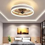 TATANE Led Ceiling Fans with Lights Reversible Remote, 6 Speeds Modern Bedroom Fan Ceiling Light Quiet Φ40cm Dimmable Small Ceiling Fan Light for Living room,White