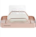 KINCMAX Premium Stainless Steel Soap Holder - Durable with 360-Degree Ventilation - Strong Adhesive Soap Bar Hold - Dish Caddy for Shower Wall Bathroom Mirror Kitchen - Rose Gold