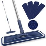 Microfibre Floor Mops for Cleaning Floors - BPAWA Flat Floor Mop Wet Dry Dust Mop for Hard Wood Laminate Vinyl Tile Wooden Wall Floor, Small Bathroom Kitchen Mop with 4 Reusable Washable Chenille Pads