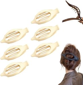 Flat Hair Clips for Women, French Hair Claw Clips for Thick, Thin, Long & Short Hair, Duck Billed Clips, No-Slip Grip Hair Styling Accessories for Women Girls Daily Use (White 6PCS)