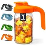 County Line Kitchen - Heavy Duty Glass Mason Jar Pitcher - Wide Mouth, 1 Quart(32 oz), Sunrise Orange