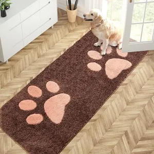 PURRUGS Dirt Trapper Door Mat 32" x 70", Non-Skid/Slip Machine Washable Microfiber Entryway Rug, Dog Door Mat, Super Absorbent Welcome Mat for Muddy Wet Shoes and Paws, Brown