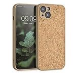 kwmobile Case Compatible with Apple iPhone 13 - Case Made of TPU and Cork with Bumper for Phone - Light Brown