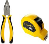 STANLEY 70-482 8-Inches Sturdy Steel Combination Plier Double Color Sleeve with STANLEY STHT36127-812 5-Meter Plastic Short Measuring Tape