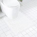 MAYSHINE Soft Plush Chenille Around Toilet - Cold Feet Protector Bathroom Rug, Absorbent Microfiber Contour/U Shape Bath Mat, Machine Washable, Non-Slip Grip, Quick-Dry, Thick Shaggy (White, 24"x20")