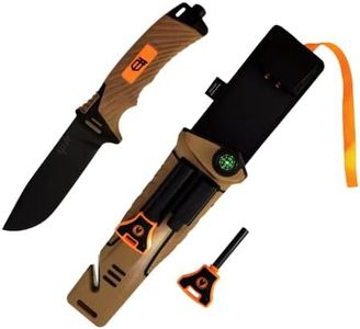 Alive Survival Knife - Tactical Outdoor Knife with Fire Starter, Compass, Sharpener and Tool Sheath - Fixed Blade Hunting Knife for Camping, Hiking and Emergency Situations Bowie knife for Survival and Adventure