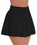 Betaven Mini Skirt for Women Cotton Tennis Skirt with Shorts Pockets High Waisted Casual Golf Skorts,Black,X-Small