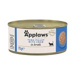 Applaws Natural Premium Wet Cat Food for Adult Cats, Tuna Fillet with Crab in Broth Pack of 24 x 70g Cans