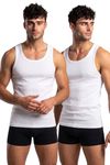 Van Heusen Men Cool It Vest - 100% Combed Cotton - Pack Of 2 - Moisture Activated, Super Soft, Scoop Neck_10075_White_L