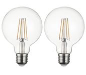 SD LUX E27 LED Bulbs Globe Vintage Filament Led Light Bulbs 8W 850LM(Equal. 75W) G95 No Flicker Edison Screw LED Bulbs, 2700K,Non-dimmable, 2 Packs(G95-E27)